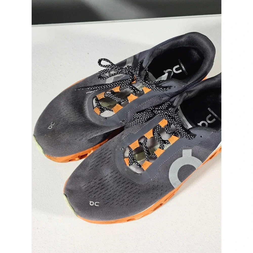 On Cloudmonster Running Shoes Mens 11 Grey Orange CloudTec Sneakers 61.98656